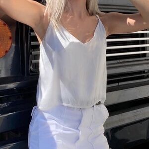 Brandy Melville White Satin Cropped Tank